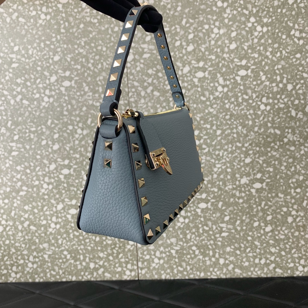 Valentino Garavani Rockstud Small Crossbody Bag in Niagara Grainy Calfskin